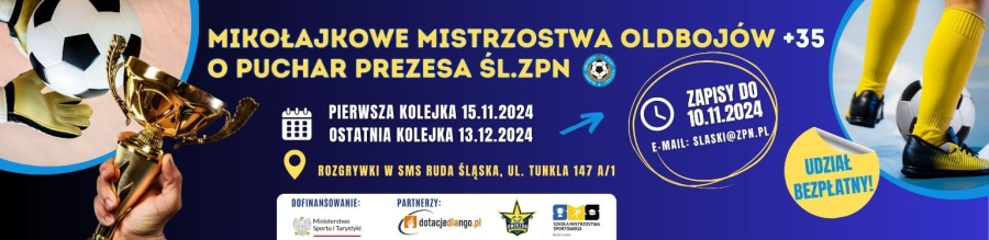 Zapisy na Mikołajkowe Mistrzostwa Oldbojów +35 o Puchar Prezesa Śl.ZPN